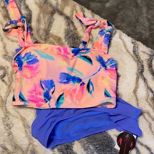 NWT No Boundaries 2 Piece Girls Swimsuit.  Top is M and Bottoms are L.